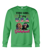Girl loves us and dachshund Gift for you Crewneck Sweatshirt tile