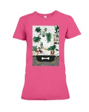 Bulldog bath tub dog lover Premium Fit Ladies Tee tile