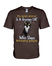 Cat annoying people cat lovers cat moms V-Neck T-Shirt tile