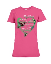 Hummingbird my heart is where bird lover Premium Fit Ladies Tee tile