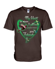Hummingbird my heart is where bird lover V-Neck T-Shirt tile