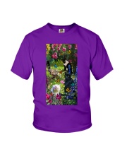 Cat roses gift for cat lover cat mom Youth T-Shirt tile