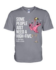 Flamingo high-five V-Neck T-Shirt tile
