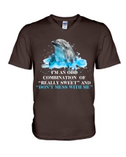 Dolphin i am a odd dolphin lovers V-Neck T-Shirt tile