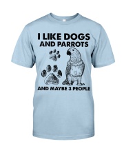 Parrot and dog three people bird lover dog mom Classic T-Shirt tile