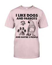 Parrot and dog three people bird lover dog mom Premium Fit Mens Tee tile