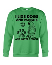 Parrot and dog three people bird lover dog mom Crewneck Sweatshirt tile