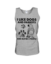 Parrot and dog three people bird lover dog mom Unisex Tank tile