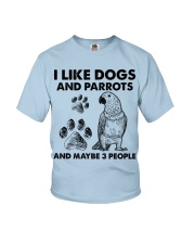 Parrot and dog three people bird lover dog mom Youth T-Shirt tile