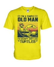 Turtles a simple old man turtle lovers V-Neck T-Shirt tile