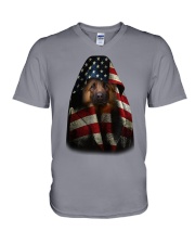 German shepherd special flag dog moms V-Neck T-Shirt tile