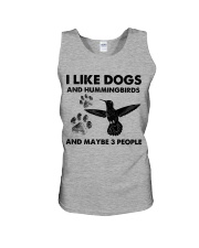 Hummingbird and dog three people bird lover Unisex Tank tile