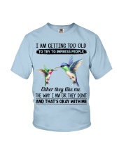 Hummingbird getting too old bird lover Youth T-Shirt tile