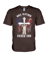 Chihuahua one nation under god dog mom V-Neck T-Shirt tile