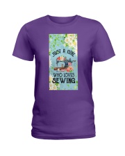 Sewing A girl who loves Gift for you Ladies T-Shirt tile