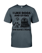 Otter and dog three people Classic T-Shirt tile