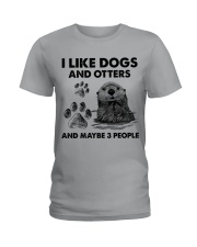 Otter and dog three people Ladies T-Shirt tile