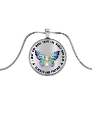Butterfly love you more insects bugs lover Metallic Circle Necklace front