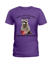 Raccoons And Coffee make me happy Gift for you Ladies T-Shirt tile