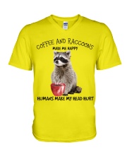 Raccoons And Coffee make me happy Gift for you V-Neck T-Shirt tile