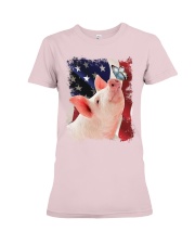 Pig butterfly on nose pig lovers Premium Fit Ladies Tee tile