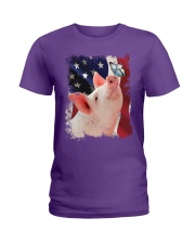 Pig butterfly on nose pig lovers Ladies T-Shirt tile