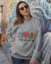 Peace love knitting gift for you Crewneck Sweatshirt lifestyle-unisex-sweatshirt-front-3