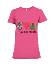 Peace love knitting gift for you Premium Fit Ladies Tee tile