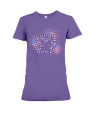 Pig flag fireworks pig lovers Premium Fit Ladies Tee tile