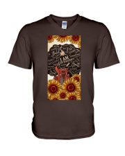 Sunflower I am courageous Gift for you V-Neck T-Shirt tile