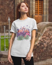 Flamingo and Gorgeous Purple flower-flamingo lover Classic T-Shirt apparel-classic-tshirt-lifestyle-06