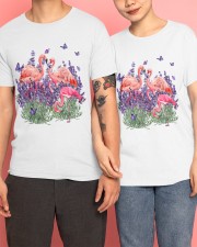 Flamingo and Gorgeous Purple flower-flamingo lover Classic T-Shirt apparel-classic-tshirt-lifestyle-front-119