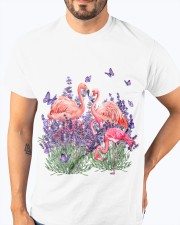 Flamingo and Gorgeous Purple flower-flamingo lover Classic T-Shirt apparel-classic-tshirt-lifestyle-front-96