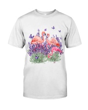 Flamingo and Gorgeous Purple flower-flamingo lover Premium Fit Mens Tee tile