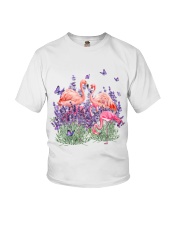 Flamingo and Gorgeous Purple flower-flamingo lover Youth T-Shirt tile
