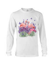 Flamingo and Gorgeous Purple flower-flamingo lover Long Sleeve Tee tile