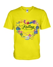 Knitting Work of heart Gift for you V-Neck T-Shirt tile