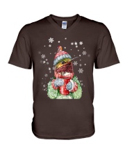 Hummingbird warm winter christmas bird lover V-Neck T-Shirt tile