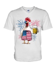 Chicken america cheer V-Neck T-Shirt tile