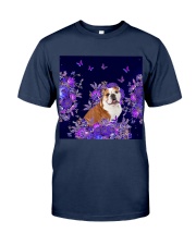 Bulldog flowers lavenders cat lovers Classic T-Shirt tile