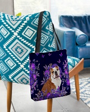 Bulldog flowers lavenders cat lovers All-over Tote aos-all-over-tote-lifestyle-front-01