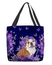 Bulldog flowers lavenders cat lovers All-over Tote front