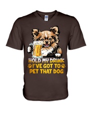 Chihuahua hold my drink V-Neck T-Shirt tile