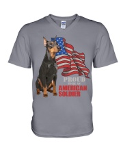Doberman Proud to be an soldier Gift for you V-Neck T-Shirt tile