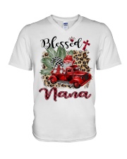 Blessed Nana - Truck Xmas BG V-Neck T-Shirt tile