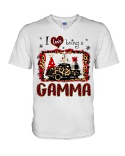 I Love Being Gamma - Red Plaid Truck V-Neck T-Shirt tile