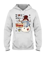 I Love being Mommom Snowman Xmas Hooded Sweatshirt tile