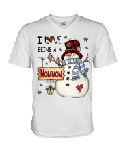 I Love being Mommom Snowman Xmas V-Neck T-Shirt tile