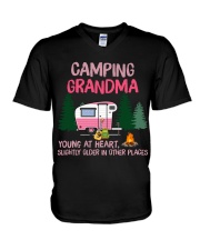 grandma camping V-Neck T-Shirt tile