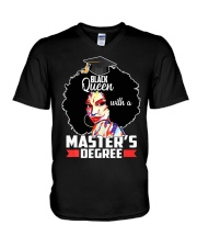 Masters Degree Educated Melanin Black Queen V-Neck T-Shirt thumbnail